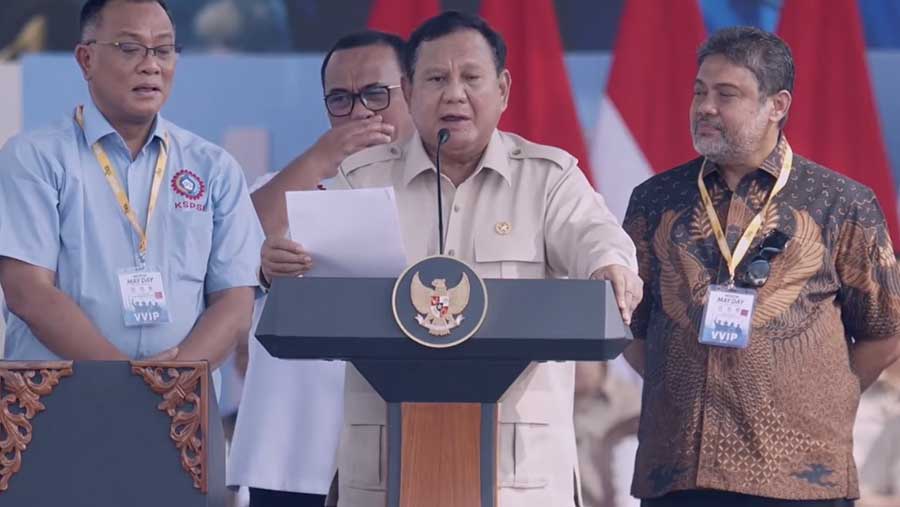 Peringatan Hari Buruh Internasional, Monumen Nasional, 1 Mei 2026 (Tangkapan layar YouTube Sekretariat Presiden)