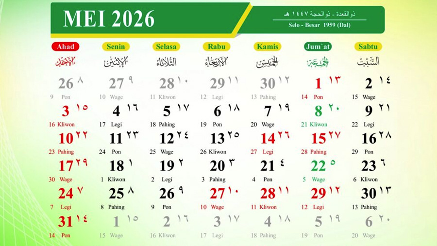 Ilustrasi Kalender Jawa Bulan Mei 2026 (Dok. Ist)