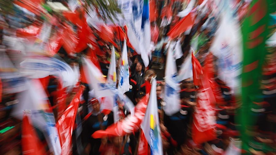 Diberitakan sebelumnya, Presiden KSPI, Said Iqbal mengatakan sekitar 1.000 buruh akan turun ke jalan hari ini. (Bloomberg Technoz/Andrean Kristianto)