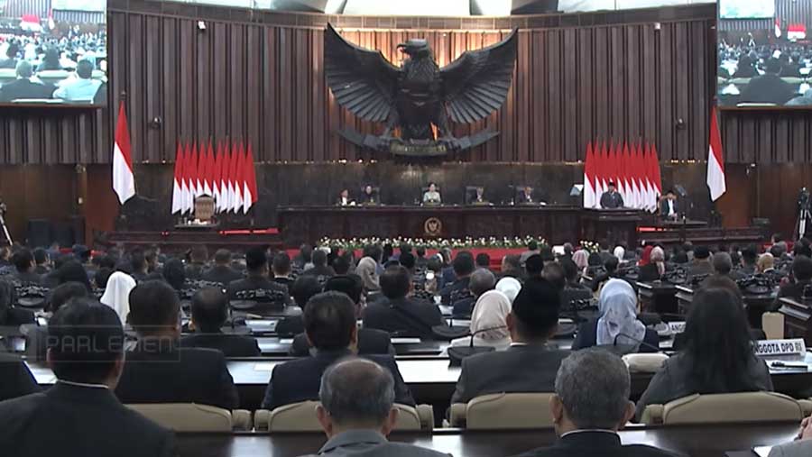 Pidato Presiden RI pada Rapat Paripurna DPR RI ke-19 Terkait KEM dan PPKF RAPBN 2027 (20/5/26). (Tangkapan layar YouTube Sekretariat Presiden)