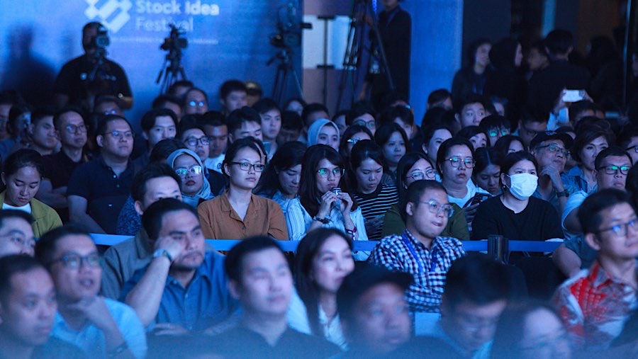 Peserta memgikuti Stock Idea Festival di Jakarta, Sabtu (23/5/2026). (Bloomberg Technoz/Andrean Kristianto)