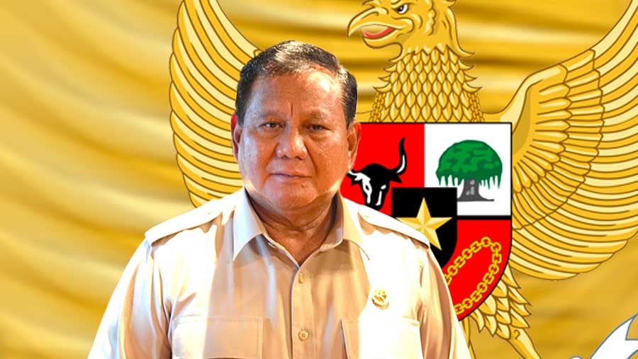 Ilustrasi Prabowo dengan background lambang Pancasila (Diolah)