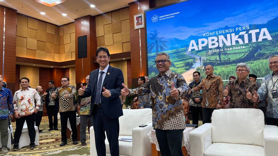 Menteri Keuangan Purbaya Yudhi Sadewa dalam Konferensi Pers APBN Kita, Jumat (5/6/2026) (Bloomberg Technoz/ Mis Fransiska)