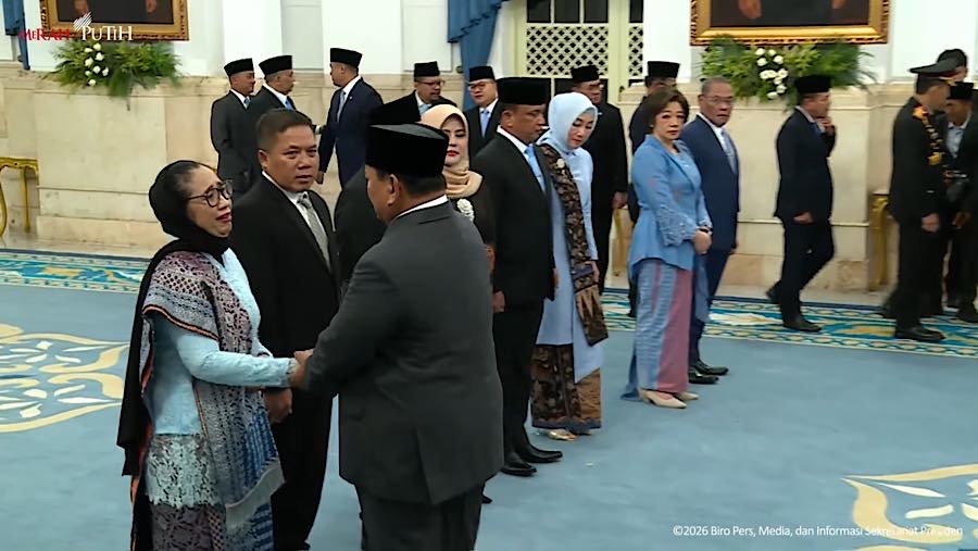 Presiden Prabowo Lantik kepala BGN dan Wakil Kepala BGN , serta penasihat khusus presiden. (Tangkapaan Layar Youtube Setptres)