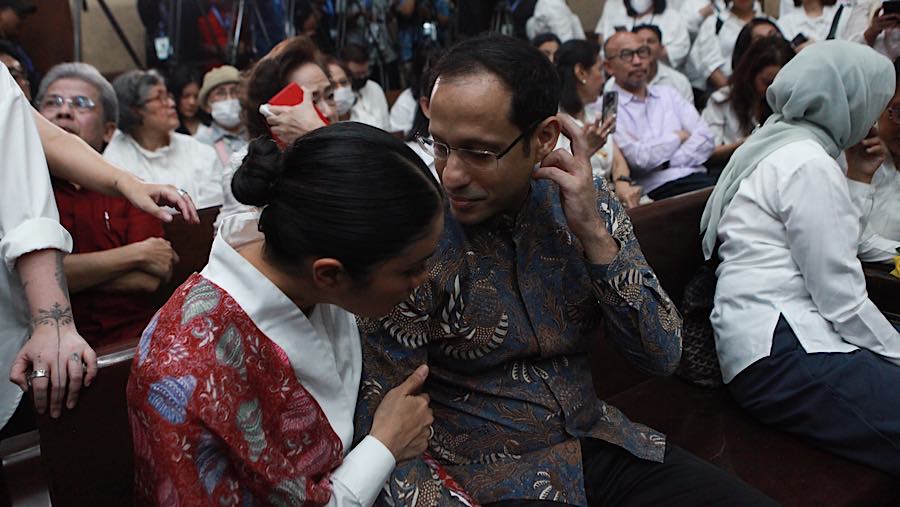 Terdakwa, Nadiem Anwar Makarim sebelum mengikuti sidang putusan di Pengadilan Tipikor, Selasa (30/6/2026). (Bloomberg Technoz/Andrean Kristianto)