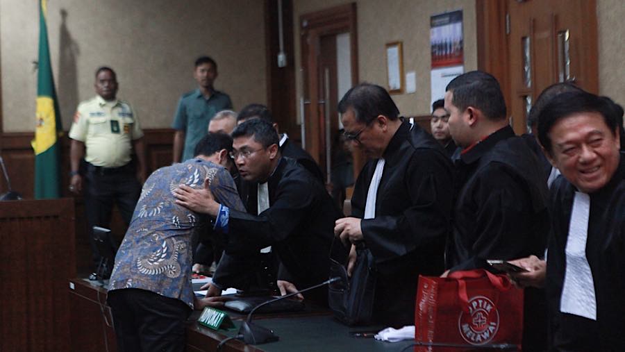 Terdakwa, Nadiem Anwar Makarim usai sidang putusan di Pengadilan Tipikor, Selasa (30/6/2026). (Bloomberg Technoz/Andrean Kristianto)
