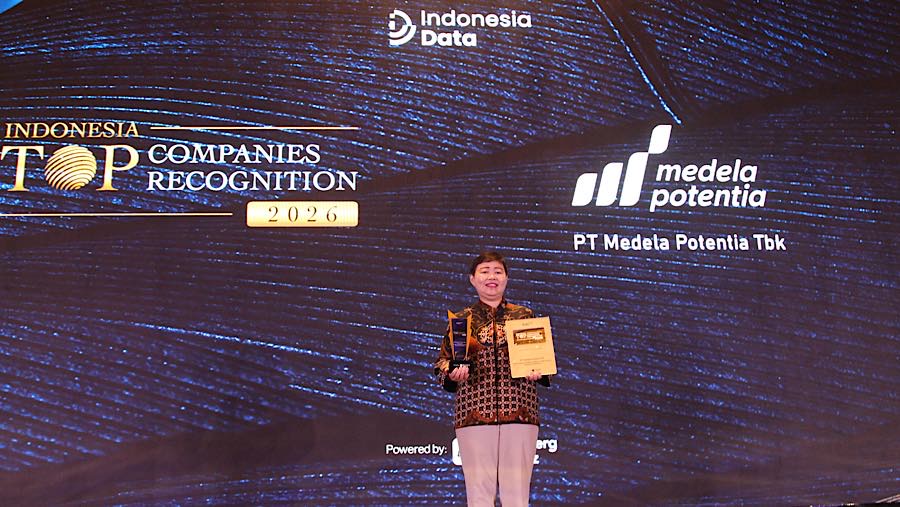 PT Medela Potentia Tbk meraih penghargaan dalam acara Indonesia Top Companies Recognition di Jakarta, Senin (29/6/2026). (Bloomberg Technoz/Tri Cahyo)