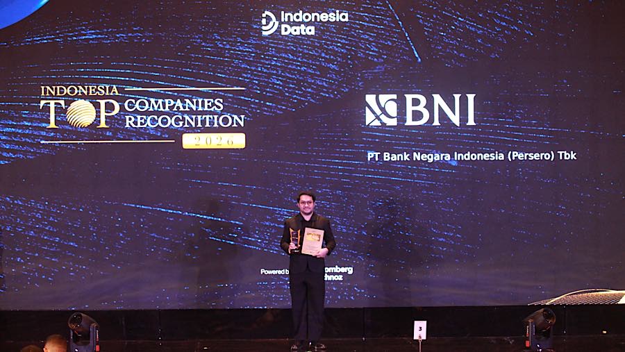 PT Bank Negara Indonesia (Persero) Tbk meraih penghargaan pada Indonesia Top Companies Recognition, Senin (29/6/2026). (Bloomberg Technoz/Andrean K)