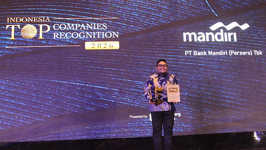 PT Bank Mandiri (Persero) Tbk meraih penghargaan dalam acara Indonesia Top Companies Recognition di Jakarta, Senin (29/6/2026). (Bloomberg Technoz/Tri