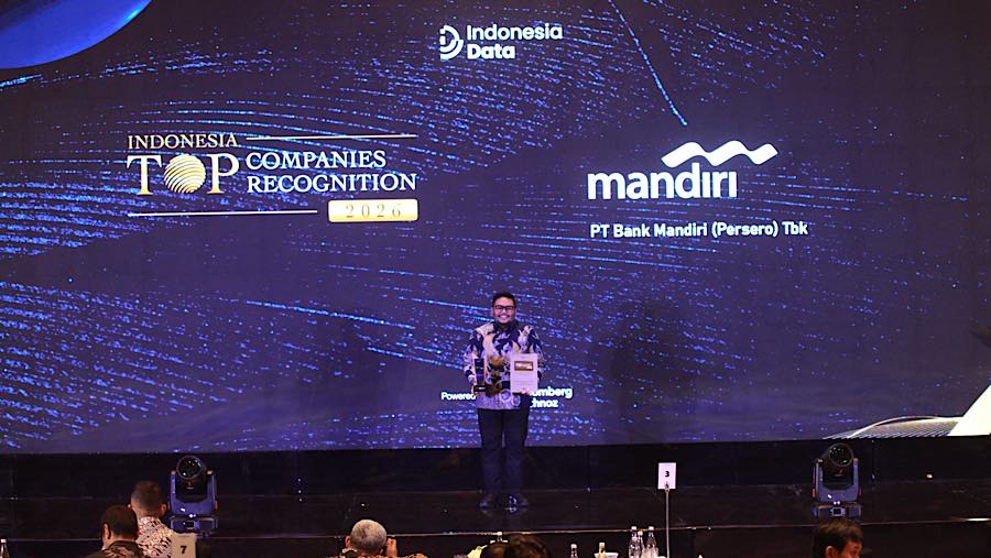 PT Bank Mandiri (Persero) Tbk meraih penghargaan pada Indonesia Top Companies Recognition di Jakarta, Senin (29/6/2026). (Bloomberg Technoz/Andre)