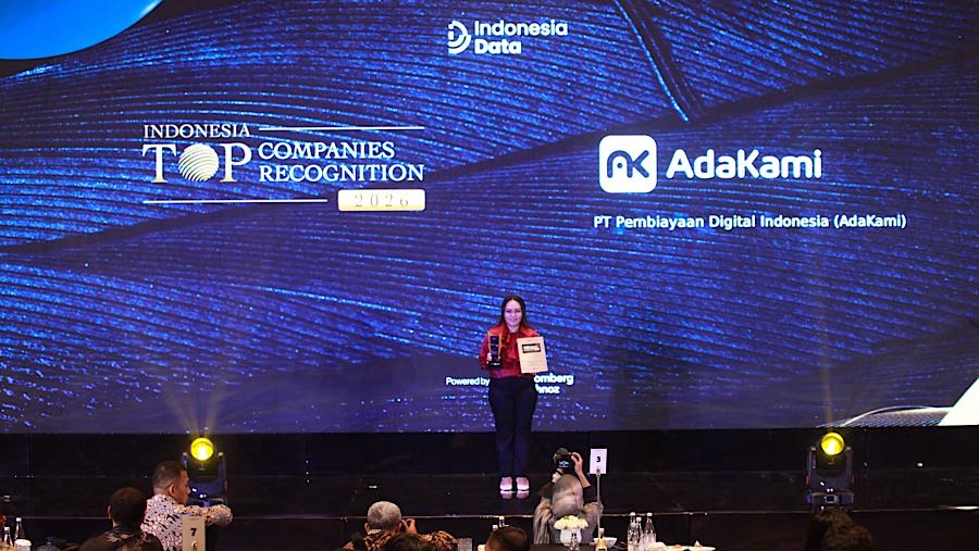 PT Pembiayaan Digital Indonesia (AdaKami) meraih penghargaan pada Indonesia Top Companies Recognition, Senin (29/6/2026). (Bloomberg Technoz/Andrean)