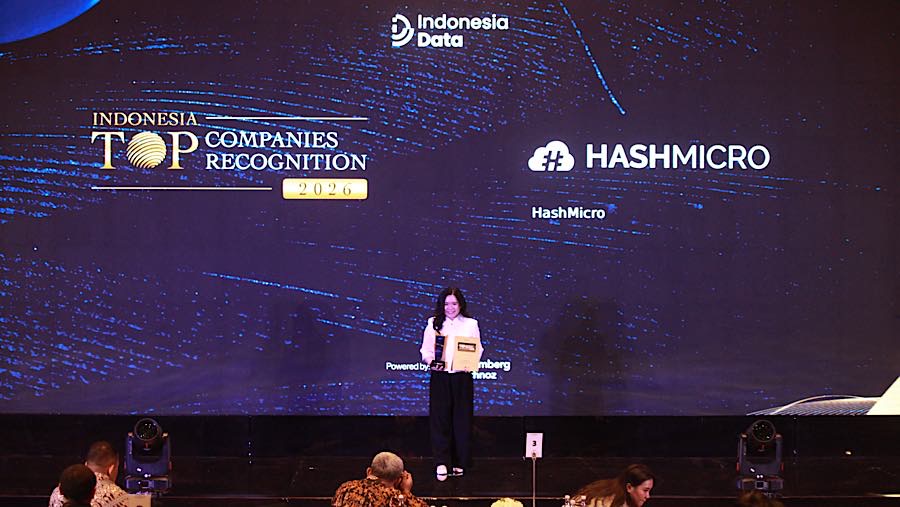 HashMicro meraih penghargaan dalam acara Indonesia Top Companies Recognition di Jakarta, Senin (29/6/2026). (Bloomberg Technoz/Andrean Kristianto)