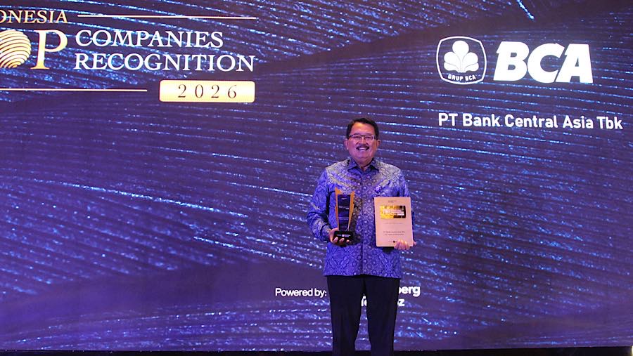 PT Bank Central Asia Tbk meraih penghargaan dalam acara Indonesia Top Companies Recognition di Jakarta, Senin (29/6/2026). (Bloomberg Technoz/Tri)