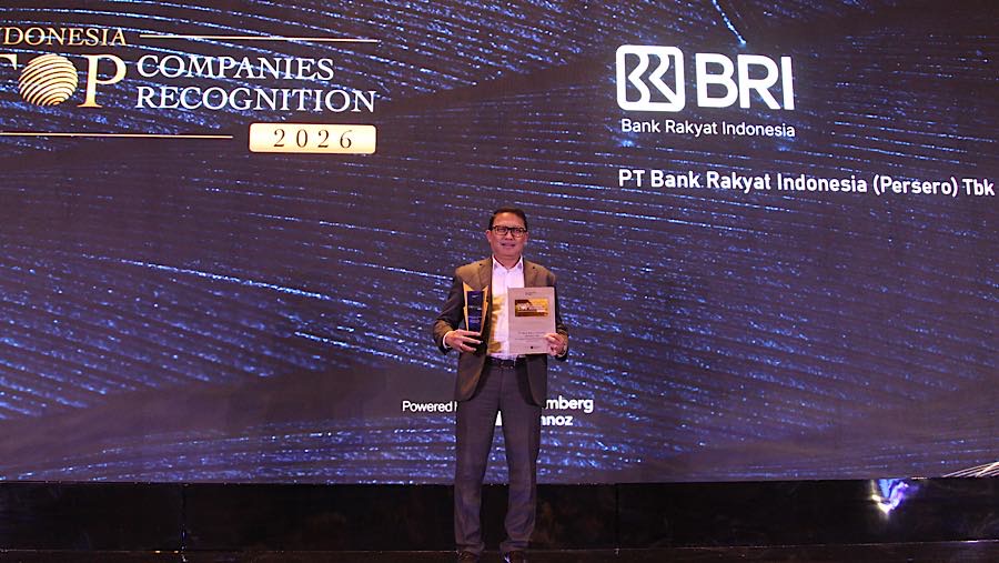 PT Bank Rakyat Indonesia (Persero) Tbk meraih penghargaan pada Indonesia Top Companies Recognition, Senin (29/6/2026). (Bloomberg Technoz/Tri Cahyo)
