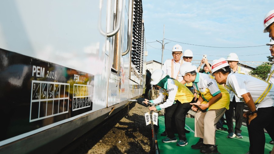 Uji penggunaan biodiesel B50 pada sektor perkeretaapian yang berlangsung di Yogyakarta, Senin (27/4/2026)./dok. Kementerian ESDM