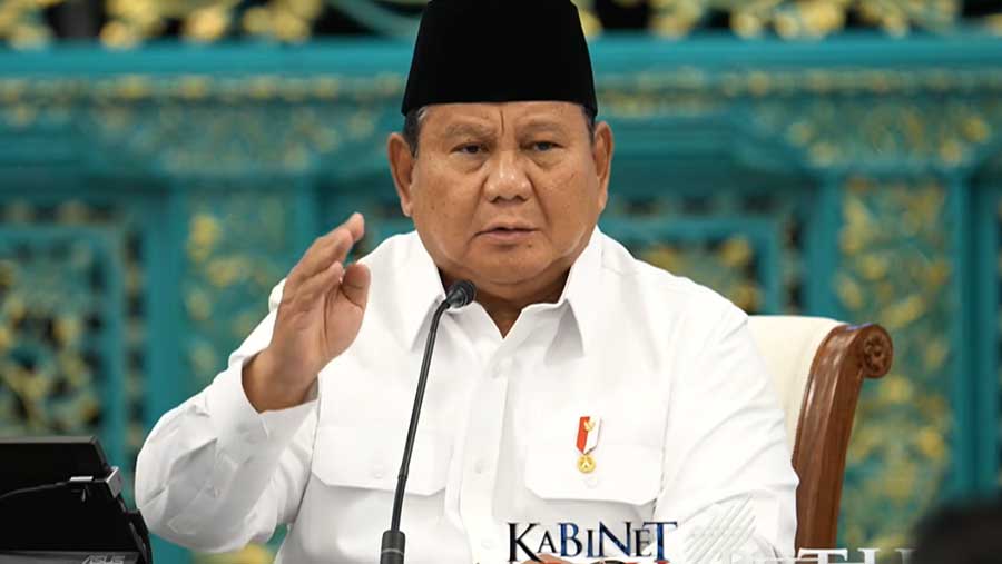 Taklimat Presiden Prabowo pada Sidang Kabinet Paripurna. (YouTube Sekretariat Presiden)
