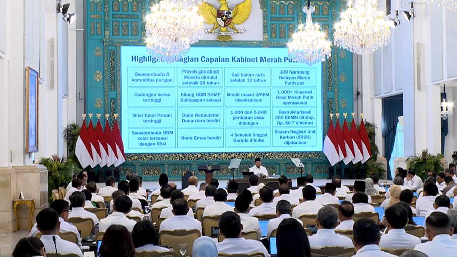 Taklimat Presiden Prabowo pada Sidang Kabinet Paripurna. (YouTube Sekretariat Presiden)