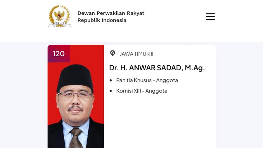 Anggota DPR dari Fraksi Partai Gerindra, Anwar Sadad. (www.dpr.go.id)