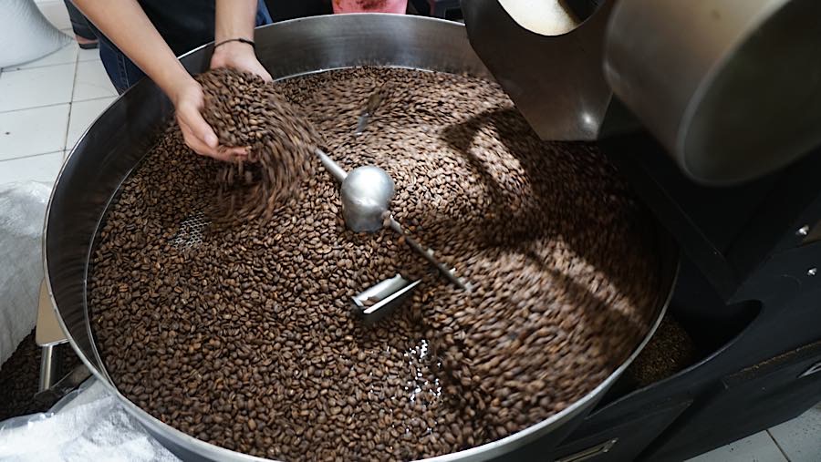 Beragam biji kopi dari berbagai penjuru Nusantara dihadirkan ditempat ini. (Bloomberg Technoz/Andrean Kristianto)