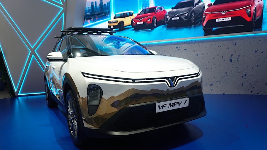 VinFast VF MPV 7 dipamerkan dalam ajang pameran otomotif GIIAS 2026 di ICE BSD, Tangerang, Rabu (29/7/2026). (Bloomberg Technoz/Andrean Kristianto)
