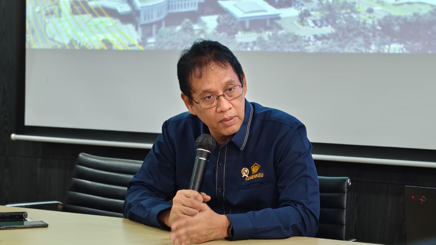 Menteri Keuangan Purbaya Yudhi Sadewa dalam Konferensi Pers di Kompleks Kementerian Keuangan, Rabu (5/8/2026) (Bloomberg Technoz/ Mis Fransiska)