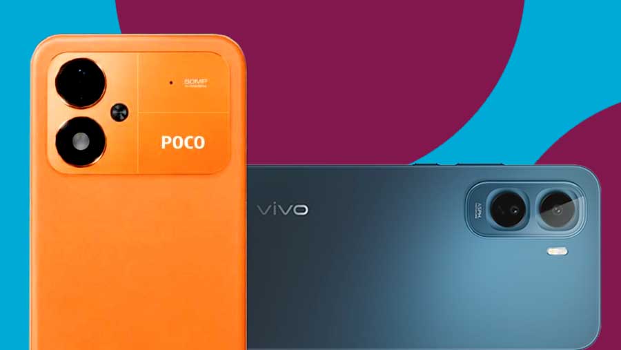 Ilustrasi perbandingan ponsel POCO M8 Power vs Vivo Y500 (Diolah)