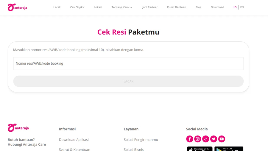 Cek Resi Anteraja (Dok. Ist)
