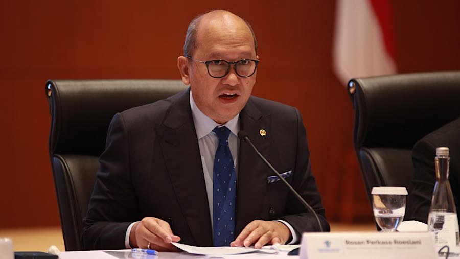 CEO BPI Danantara dan Menves/BKPM, Rosan Perkasa Roeslani saat paparan Nota Keuangan dan RAPBN 2027, Jumat (14/8/2026). (Bloomberg Technoz/Andrean K)