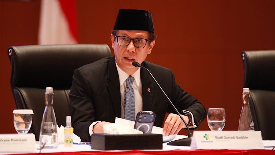Menteri Kesehatan, Budi Gunadi Sadikin saat konferensi pers Nota Keuangan dan RAPBN 2027 di Jakarta, Jumat (14/8/2026). (Bloomberg Technoz/Andrean K)
