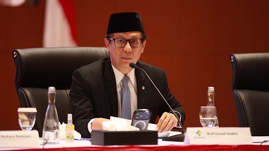 Menteri Kesehatan, Budi Gunadi Sadikin saat konferensi pers Nota Keuangan dan RAPBN 2027 di Jakarta, Jumat (14/8/2026). (Bloomberg Technoz/Andrean K)