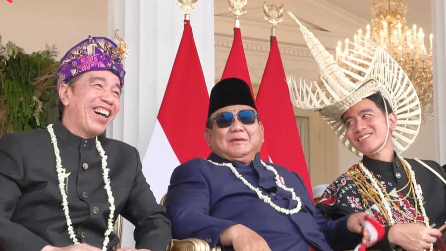 Presiden Prabowo Subianto, Gibran Rakabuming dan Joko Widodo pada Upacara Peringatan HUT RI-81, Istana Merdeka, (17/08/2026). (YouTube Setpres)
