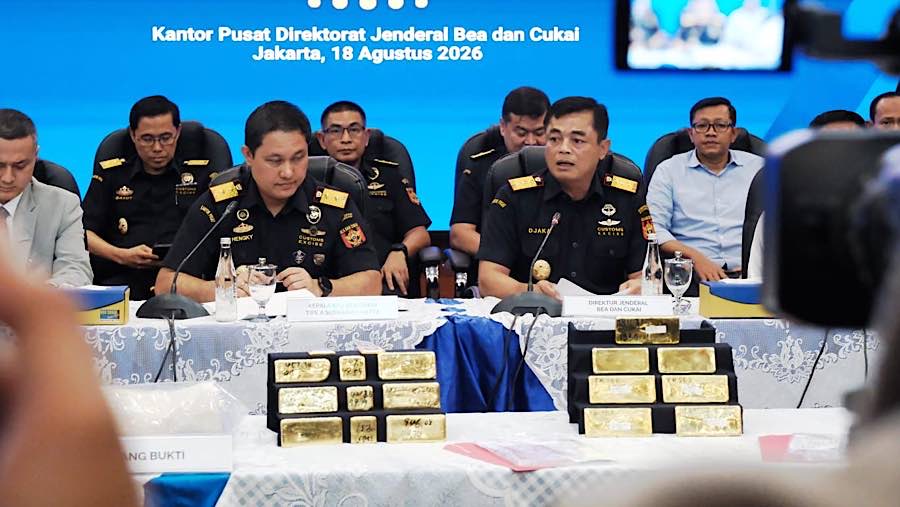 Bea Cukai menggagalkan upaya ekspor emas batangan yang tidak dilengkapi dokumen kepabeanan dan perizinan (Dok. Kemenkeu)
