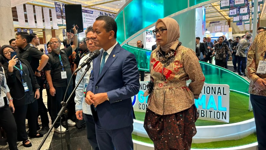 Menteri ESDM Bahlil Lahadalia di agenda IIGCE 2026 di Jakarta, Rabu (19/8/2026)./Bloomberg Technoz-Azura Yumna