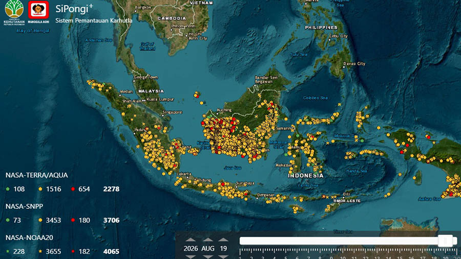 Data Titik Panas di Website Sipongi Kementerian Kehutanan. (Dok. Sipongi)
