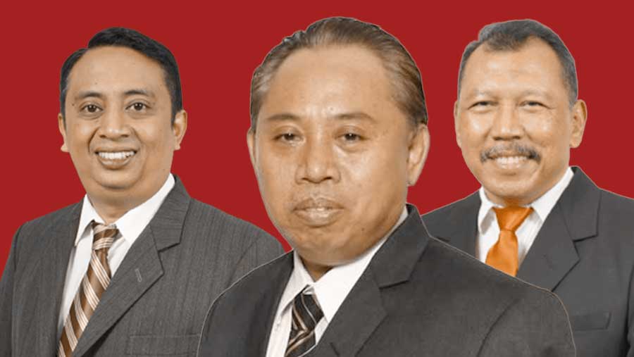 Rektor Unsoed Prof Akhmad Sodiq, Wakil Rektor II Kuat Puji Prayitno, dan Wakil Rektor Unsoed Prof Norman Arie Prayoga (Diolah)