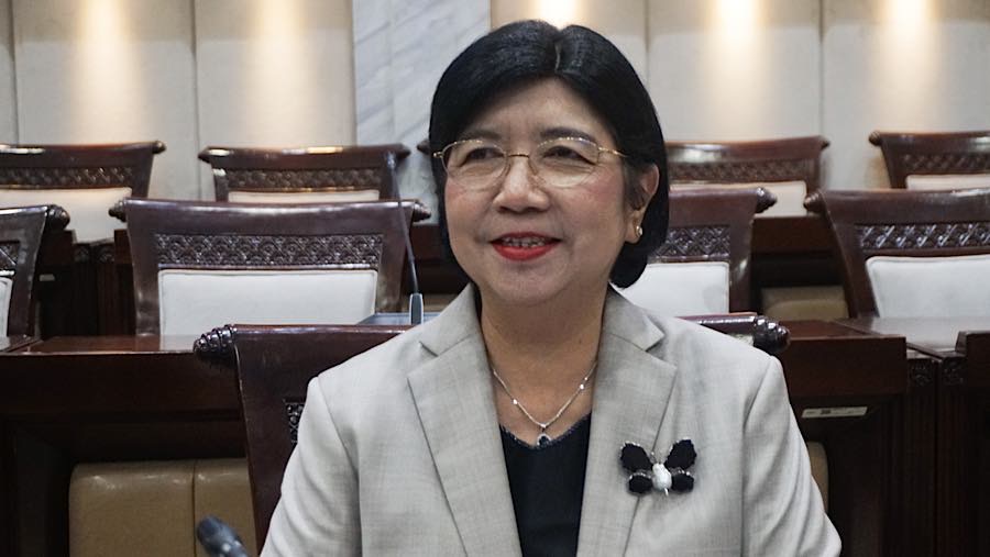 Calon Gubernur BI Destry Damayanti bersiap mengikuti uji kelayakan dan kepatutan di DPR, Jakarta, Rabu (26/8/2026). (Bloomberg Technoz/Andrean K)