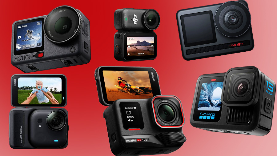 Ilustrasi DJI Osmo Action 6, Insta360 Ace Pro 2,  GoPro Hero 13 Black, Akaso Brave 8, Insta360 Go Ultra, DJI Osmo Nano (Diolah)