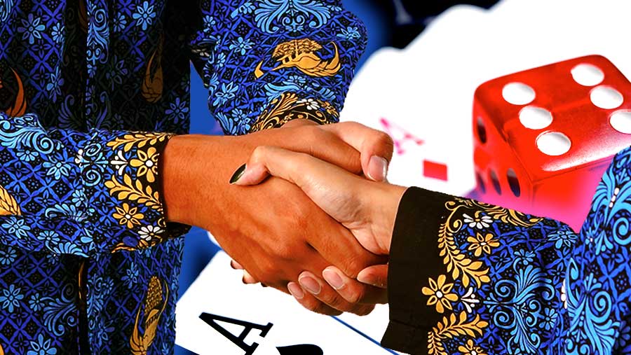 Ilustrasi judi online dengan latar PNS atau ASN (Diolah)