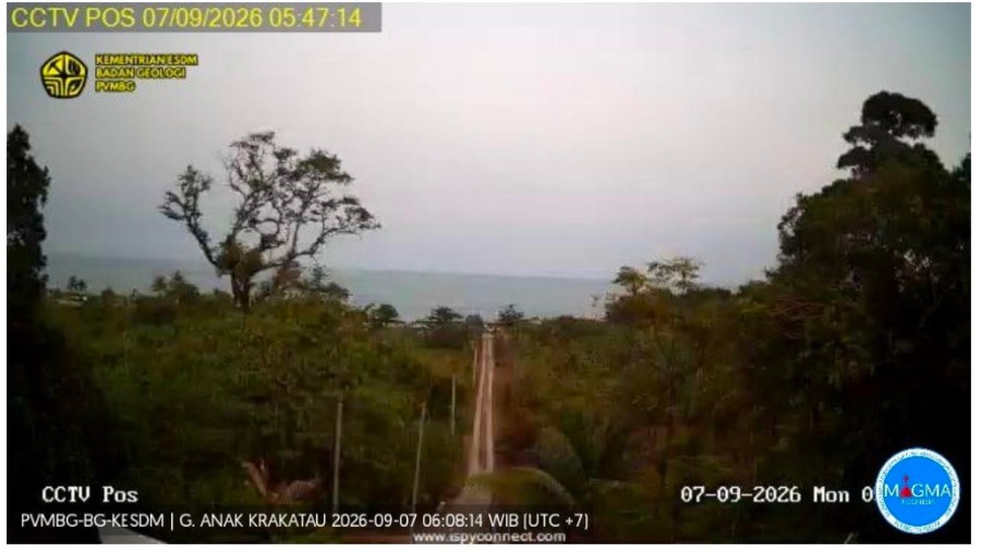 Pengamatan visual Gunungapi Anak Krakatau melalui CCTV Pos Pasauran tanggal 7 September 2026 pukul 05.47 WIB./dok. Badan Geologi ESDM