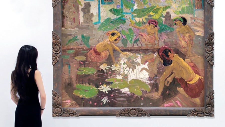 Lukisan karya Adrien-Jean Le Mayeur di balai lelang Global Auction, Jakarta. Sumber: Global Auction.