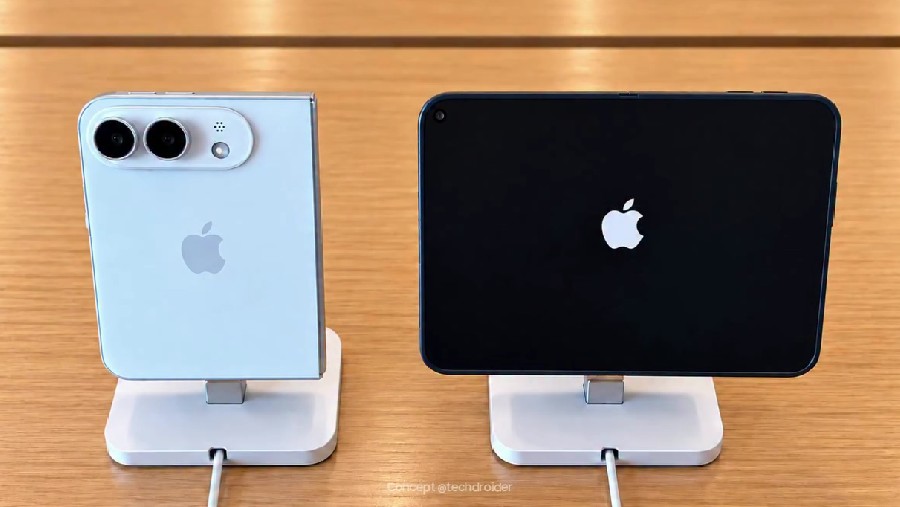 Tampang ponsel lipat Apple iPhone Duo yang tersebar beberapa jam sebelum perilisan. dok: ist/techandroider
