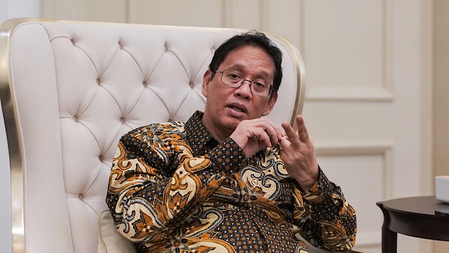 Menteri Keuangan, Purbaya Yudhi Sadewa saat diwawancarai di Jakarta (10/9/2026). (Dian Triyuli Handoko/ Bloomberg Technoz)