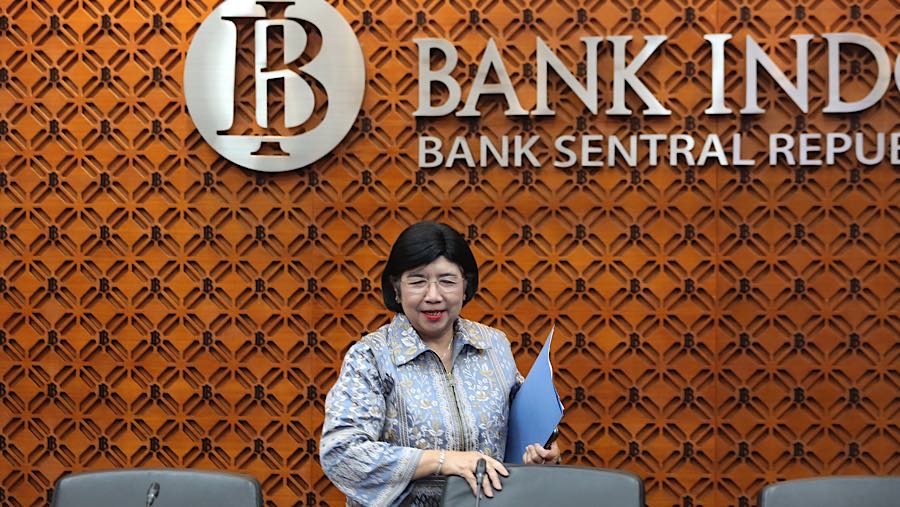 Gubernur Bank Indonesia Destry Damayanti saat konferensi pers RDG di Gedung Bank Indonesia, Rabu (23/9/2026). (Bloomberg Technoz/Andrean Kristianto)