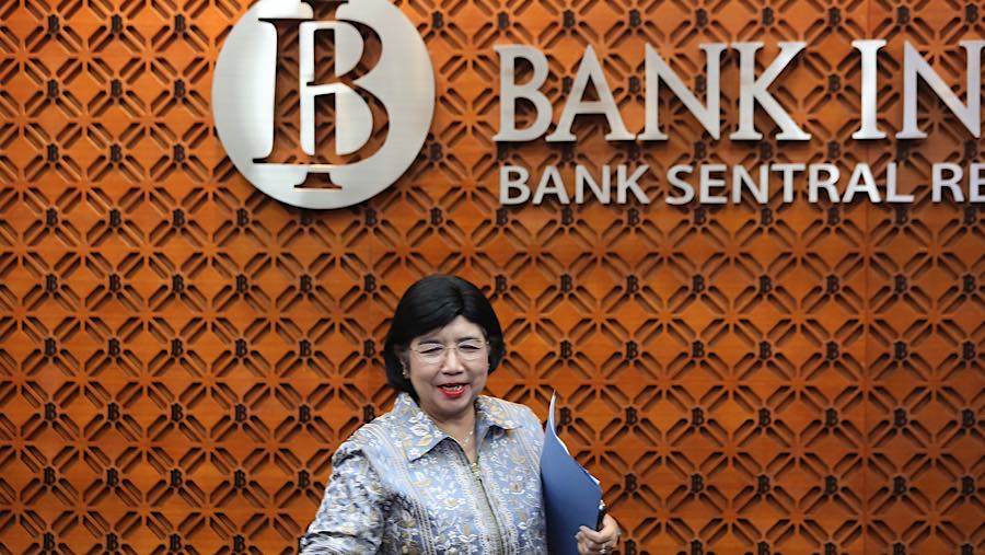 Gubernur Bank Indonesia Destry Damayanti saat konferensi pers RDG di Gedung Bank Indonesia, Rabu (23/9/2026). (Bloomberg Technoz/Andrean Kristianto)