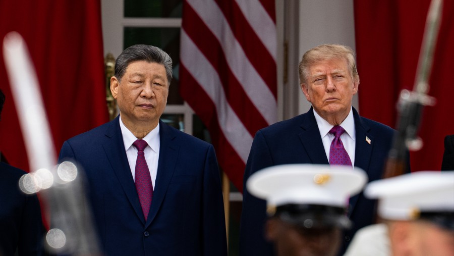 Presiden Chin Xi Jinping dan Presiden AS Donald Trump di Gedung Putih, Washington, pada 24 September. (Fotografer: Al Drago/Bloomberg)