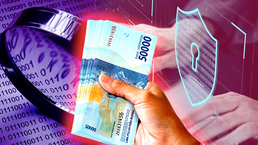 Ilustrasi data pribadi konsumen pinjol berserakan, publik hadapi krisis kepercayaan penegakan hukum atas kasus kebocoran data. (Diolah)