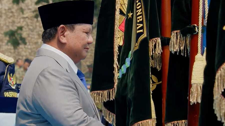 Presiden Prabowo Pimpin Upacara Peringatan HUT ke-81 TNI Tahun 2026, Jakarta, (5/10/2026). (Tangkapan layar YouTube Sekretariat Presiden)