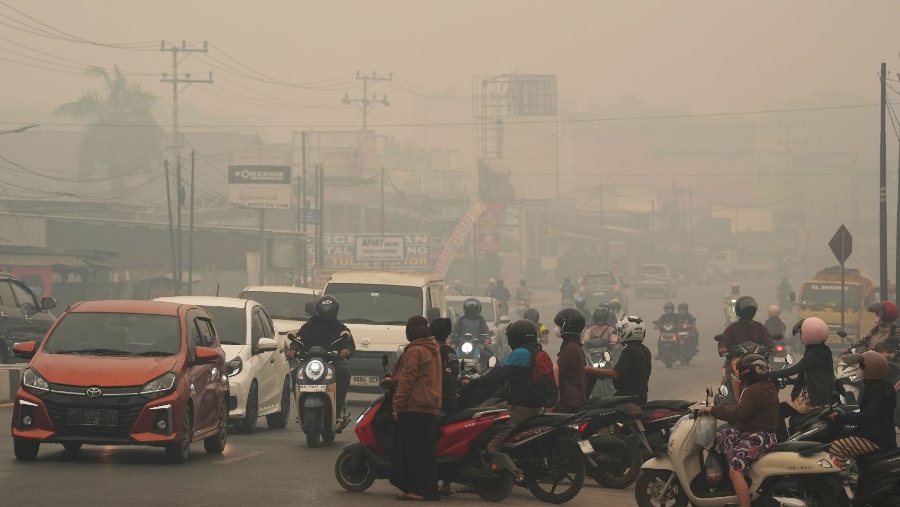 Kabut Asap Karhutla di Palangkaraya. Sumber: Dimas Ardian Bloomberg