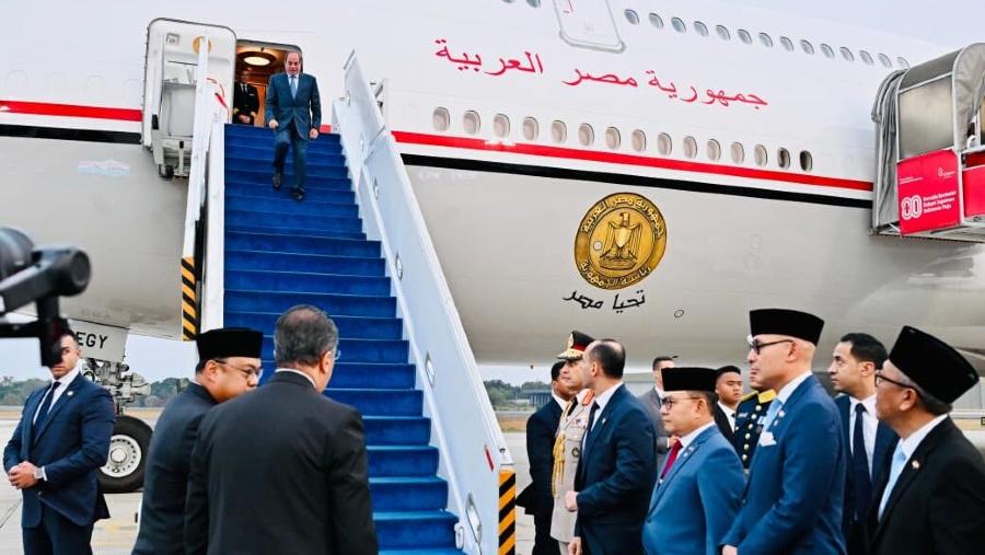 Presiden Mesir tiba di Halim Perdanakusuma, Jakarta, Sabtu, 10 Oktober 2026.