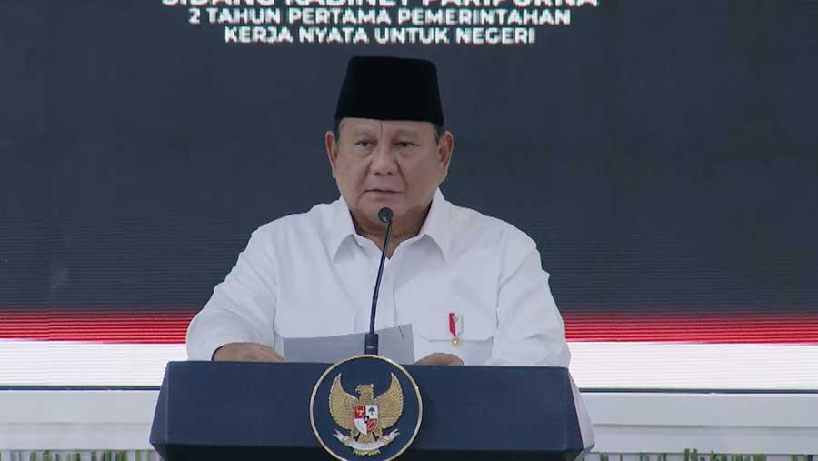 Presiden Prabowo Pimpin SKP 2 Tahun Pertama Pemerintahan Kerja Nyata untuk Negeri (21/10/2026). (Tangkapan layar YouTube Sekretariat Presiden)